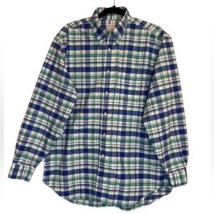 Brooks Brothers Madison Blue & Green Plaid Button-Down Shirt.